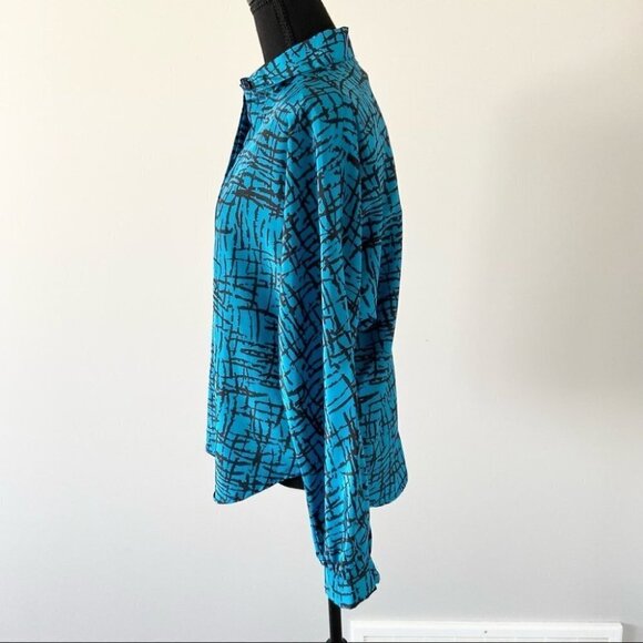 Vintage Les Modes JMS Abstract Check Print Button Down Blouse - Picture 2 of 13